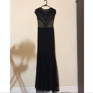 Black Net Maxi Dress with Mermaid Tail Skirt